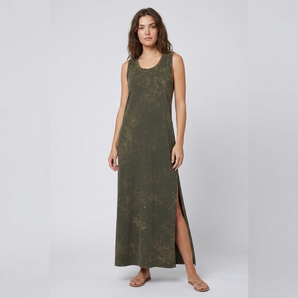 Lululemon All Yours Tank Maxi Dress Cloudy Wash Dark Olive Green Size 6